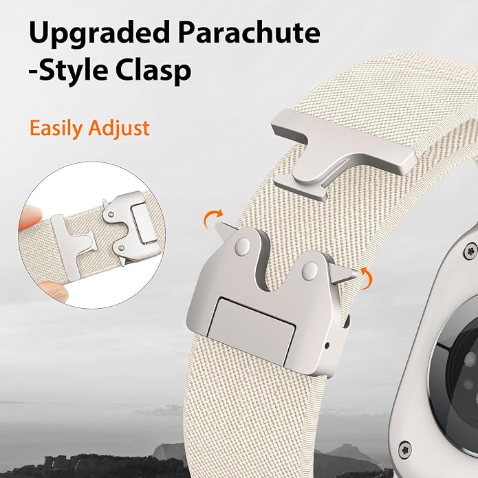 Elastic Sport Band for Apple Watch Ultra 3/2/1 Bands 49mm 46mm 45mm 44mm 42mm 41mm 40mm 38mm Men Women, Adjustable Parachute Buckle Nylon Fabric Wristband for iWatch Series 11 10 SE 9 8 7 6 5 4 3