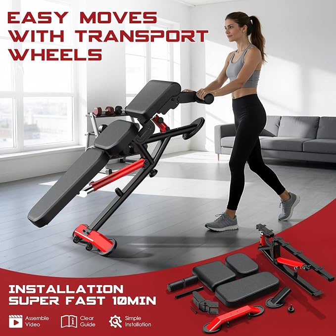 Adjustable Weight Bench, 1800LBS Heavy Duty Workout Bench for Home Gym | Commercial Strength Training Bench with Removable Leg Holder, Supports Full Body Workouts with Flat Incline Decline Sit Up