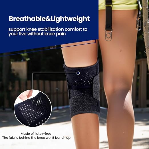 JOMVD Knee Brace with Side Stabilizers for Meniscus Tear, Knee Pain, Breathable Knee Support for Arthritis, ACL,MCL, Pain Relief, Injury Recovery, Women and Men,Large,Black
