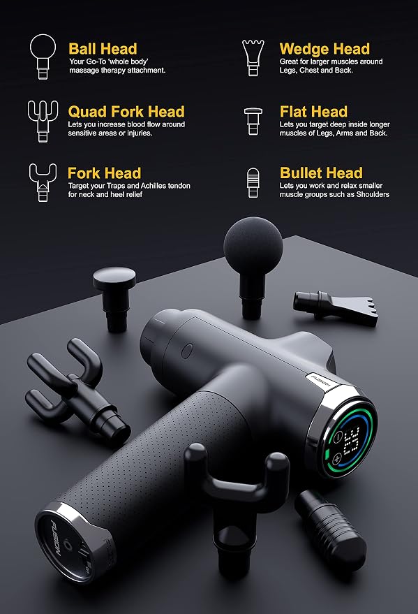 Deep Tissue Massage Gun for Athletes - Percussion Massager for Pain Relief, Muscle Therapy and Relaxation