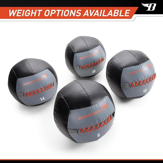 Bionic Body Soft Medicine Ball Weighted Slam Wall Ball for Cardio Workout and Core Training – Ideal for Squat, Lunge, and Partner Toss