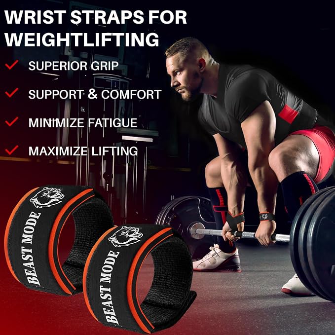 TECEUM Neoprene Padded Cotton Lifting Straps for Weightlifting, 1 Pair