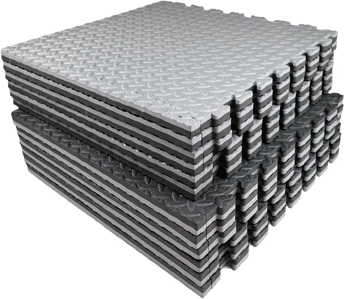 AIRHOP Upgraded 0.79" Extra Thick 48 Sq Ft High-Density Eva Foam Exercise Gym Mats, 12 Pcs Large Interlocking Puzzle Floor Tiles (24"x24") for Home Gym