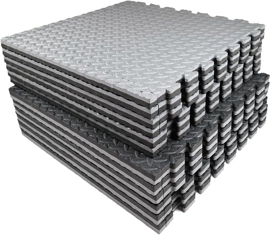 AIRHOP Upgraded 0.79" Extra Thick 48 Sq Ft High-Density Eva Foam Exercise Gym Mats, 12 Pcs Large Interlocking Puzzle Floor Tiles (24"x24") for Home Gym