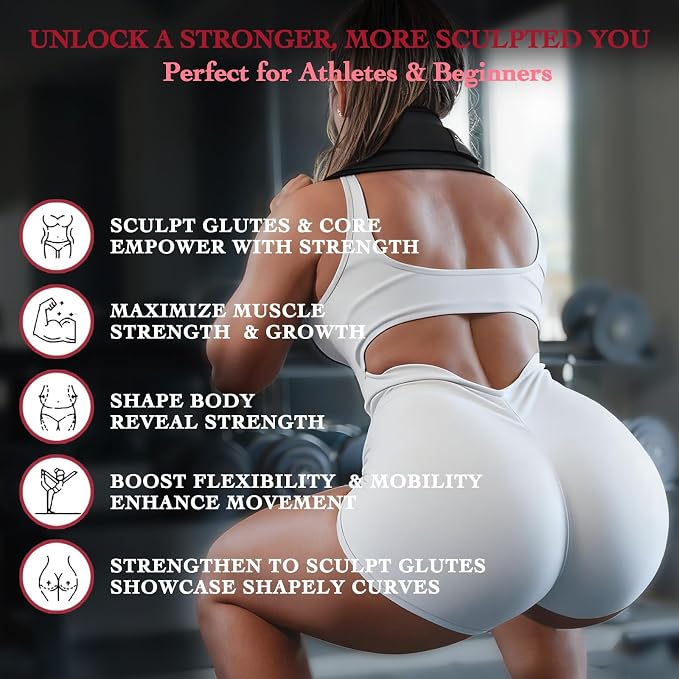 Seektop Adjustable Hip Thrust Belt, Anti-Slip Padding Booty Belt for Glutes | Fits Dumbbells Kettlebells Plates, Up to 400 LBS, Padded Strap, Easy Setup, Foldable for Gym Home & On-The-Go Workouts