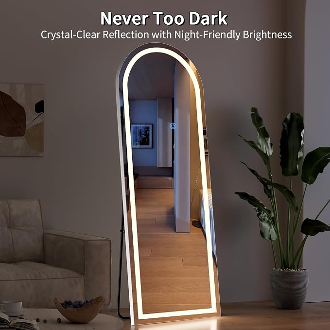 Koonmi Full Length Mirror with LED Lights 65"x26" with Dimming & 3 Color Lighting
