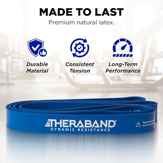 THERABAND High Resistance Band, Exercise, Workout, Physical Therapy, Blue | Resistance band for exercise, physical therapy and stretching, with progressive color-coded levels