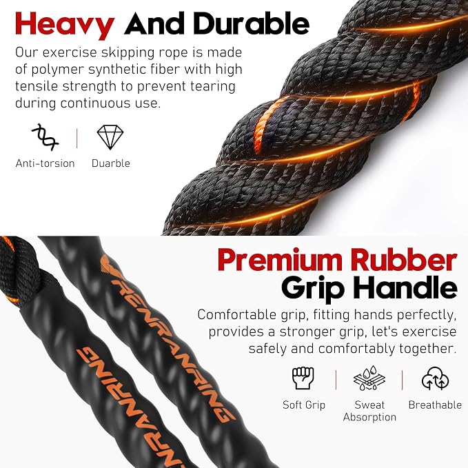 Weighted Jump Rope for Men and Women, 3lb 4lb 5lb Adult Heavy Skipping Rope, Jumprope for Fitness,Workout Equipment, Fitness Equipment for Home Gym Exercise,Improve Strength and Building Muscle