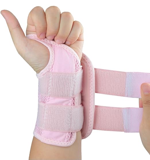 Carpal Tunnel Wrist Brace, Adjustable Wrist Support Brace, Night Wrist Sleep Supports Splints Arm Stabilizer (Left Hand, L/XL, Pink)