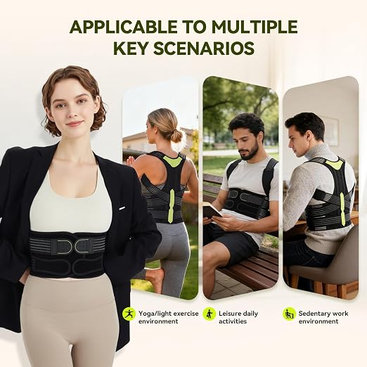 Posture Corrector for Women & Men, Breathable Full Back Brace Support for Hunchback, Adjustable Invisible Shoulder Straightener for Upper & Lower Back Pain Relief, Daily Wear for Office & Home