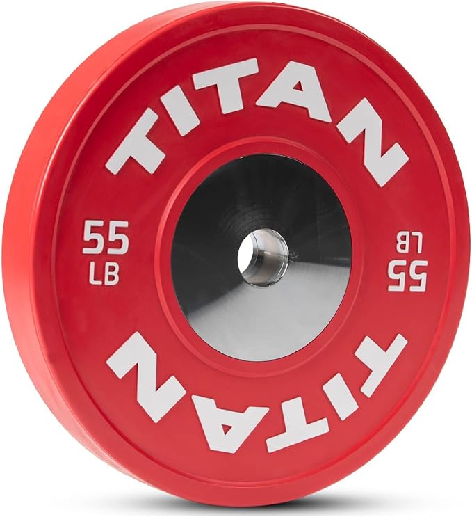 Titan Fitness Elite Olympic Bumper Plates, Competition Weight Plates, Rubber with Steel Hub Insert, Sold as a Pair, for Olympic Weightlifting and Cross-Training Workouts