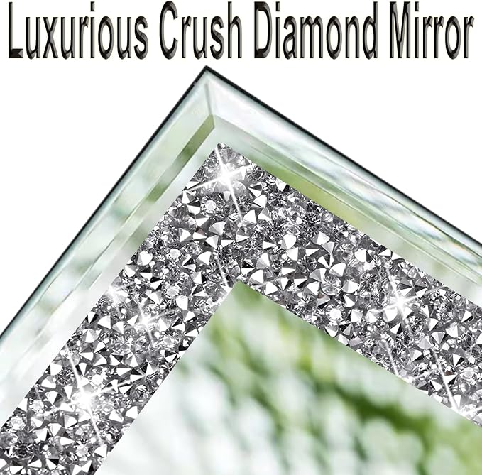 Meetart Full Length Mirror Tiles, Crystal Crush Diamond Body Wall Mirror, 14''x11'' 4PCS Glass Frameless Make Up for Home Decor, Room and Wall Decor