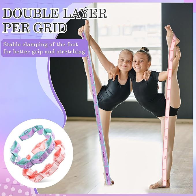 Stretch Strap for Kids Elastic Gymnastic Stretching Ballet Dance Band with 8 Loops Adjustable Exercise Training Resistance Strap for Children Stuff Pilates Latin Yoga Equipment