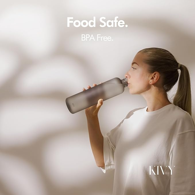 KIVY Slim Water Bottle 32oz [Lightweight & Shatterproof] - Reusable Tritan Water Bottle - Leak Proof Bottle for Women & Men - No Spill - Dishwasher Safe Water Bottle BPA Free