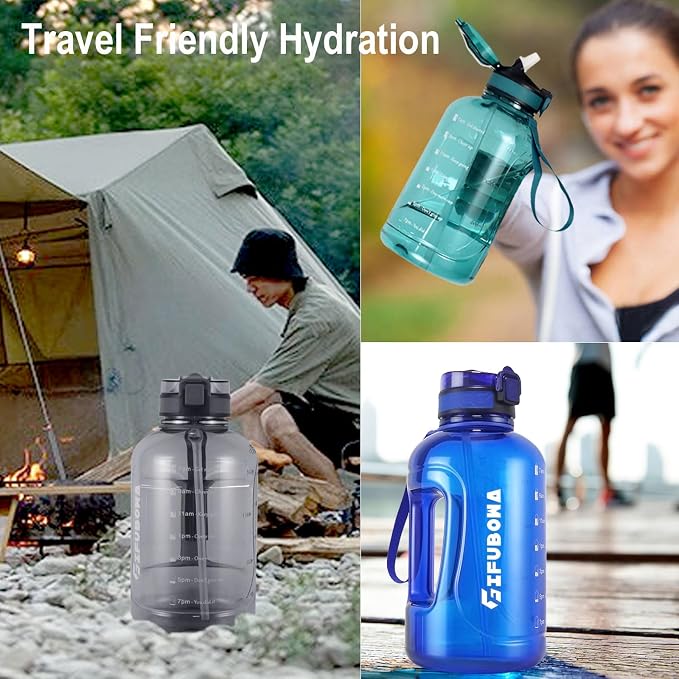 2 Litre Water Bottle with Straw, Motivational Sports Jug | Easy Drinking, Hiking, Cycling, Outdoor Adventures