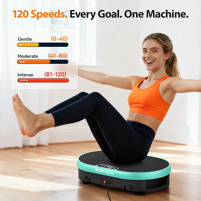 Vibration Plate Exercise Machine for Body Shaker Machine & Weight Loss, Shake Plate with Resistance Bands, 120 Speed Levels, Remote Control, Full Body Workout, Compact Home Gym Equipment
