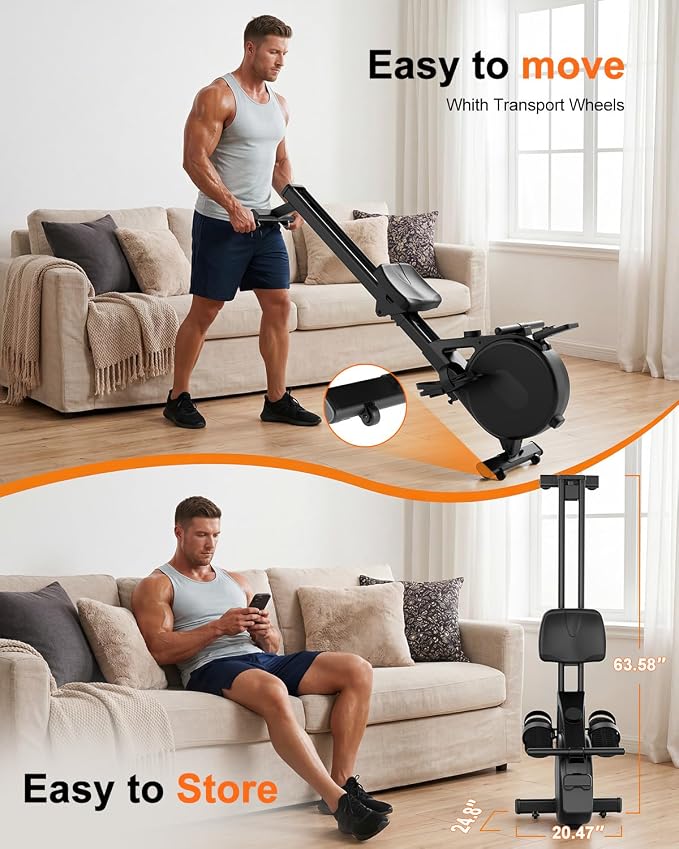 Superun Upgraded Rowing Machines for Home, Magnetic Rowing Machine with 32 Levels, Rower Machine of Quiet Resistance & 300LBS Weight Capacity, Row Machine with LED Monitor, App Supported