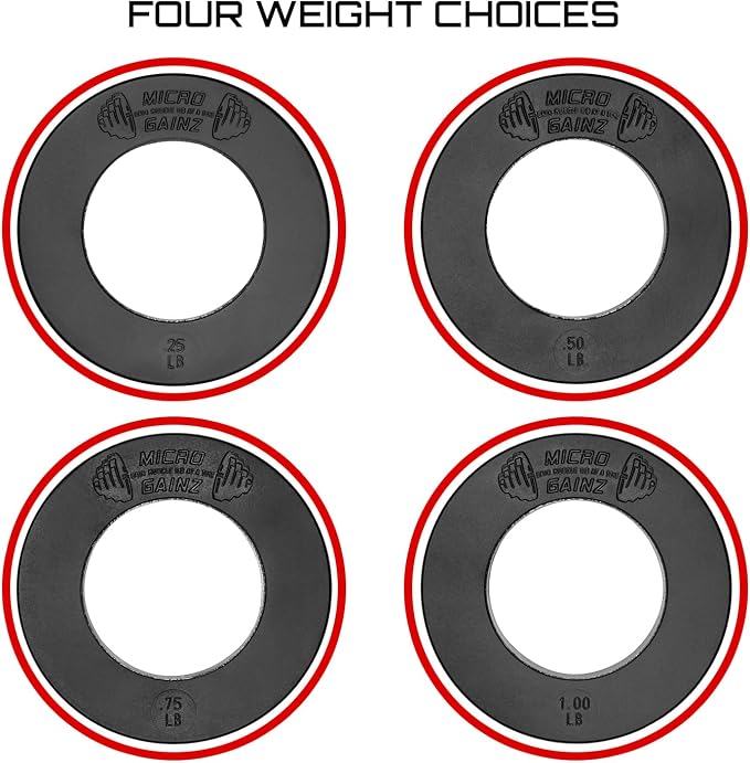 Micro Gainz Calibrated Fractional Weight Plates Set, 8 Piece Olympic Weight Plates Set with Bag, Designed for Olympic Barbells for Strength Training and Micro Loading, Made in USA