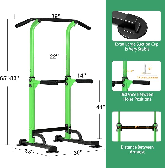 DlandHome Power Tower Pull Up Bar Dip Station,Adjustable Height Dip Stand | Multi-Function Fitness Equipment for Strength Training Home Gym,Stable Steel Frame for Pull Ups Dips Push Ups,Supports 330LBS