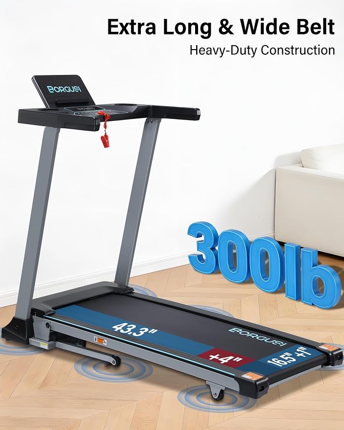 Auto Incline Treadmill for Home - 47.3"x17.5" Long Wide Belt, 3.5 HP, Bluetooth App, 10 MPH, 300 lbs Capacity, 40 Preset Programs