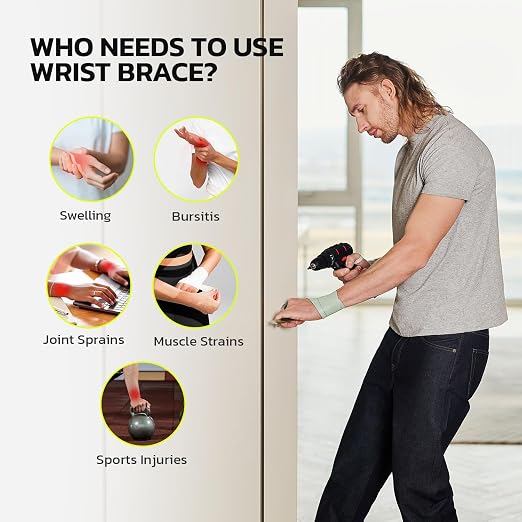 Adjustable Wrist Brace for Pain Relief, Carpal Tunnel & Tendonitis Support – Ergonomic Compression, Breathable & Anti-Slip Design, Fits Left & Right Hand, Ideal for Sports, Gaming & Office Use 2pcs