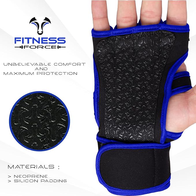 FITNESS FORCE Ventilated Weight Lifting Workout Gloves for Men & Women | Gym Gloves for Men & Women with Built-in Wrist Wraps for Men, Exercise Gloves for Weightlifting, Cycling & Cross Training