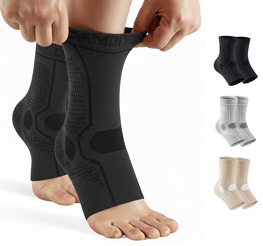 CAMBIVO 1 Pair Ankle Compression Sleeve for Men & Women – Soft, Breathable Support for Plantar Fasciitis, Achilles Tendonitis, Swelling & Sports Recovery – Easy to Wear, All-Day Comfort Fit