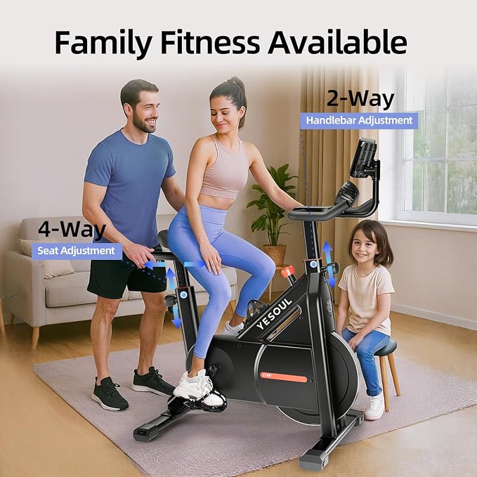 Yesoul Exercise Bike, Stationary Bike for Home with Magnetic Resistance | Smart Bluetooth Tracking, Quiet Magnetic Resistance, Tablet Mount and 350 lb Capacity for Home Gym Cycling Workouts