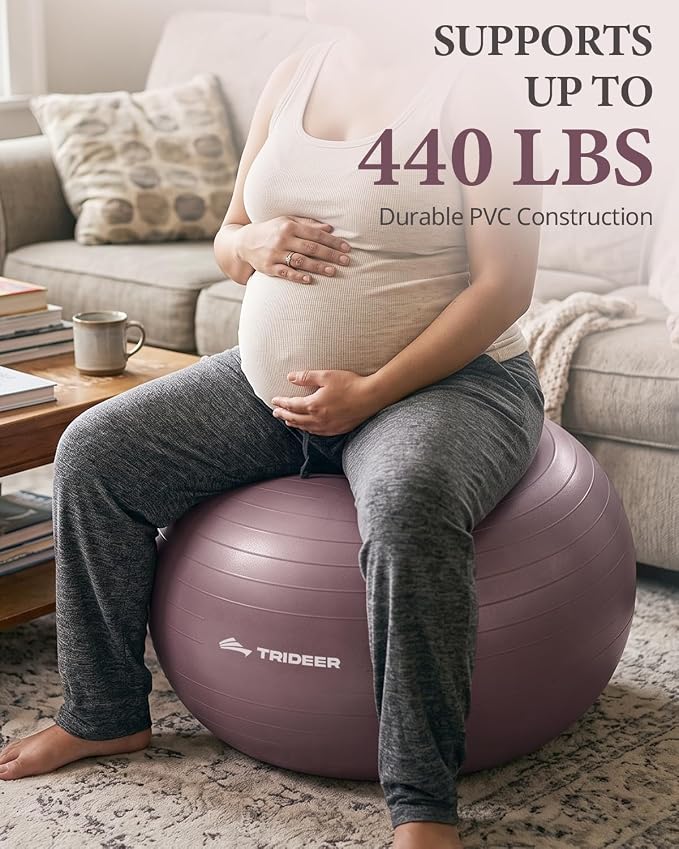 Trideer Exercise Ball, Stability Yoga Ball for Physical Therapy, Active Sitting, Pregnancy & Birth Labor Prep, Core Strength, Balance Training, Posture Improvement and Daily Stretching, 55/65/75cm