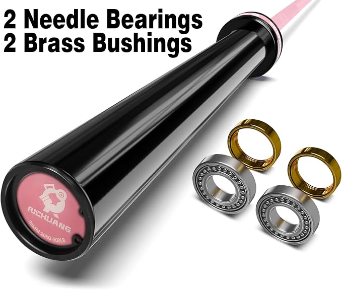 7ft Olympic Barbell 28mm 45lb – 500/700/1000LB Bar for Home Gym | Ceramic coated steel. Smooth spinning sleeves. Fits 2" plates. For snatch, clean and jerk, squats, deadlifts, bench press.