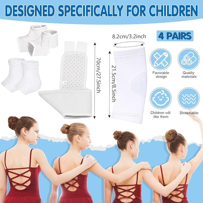 Tarpop 2 Pairs Kids Ankle Brace Set Foot Support Stabilizer Wraps Protector Guard Knitted Ankle Sleeve Sock Support Compression Socks for Injury Prevention(White,Medium)