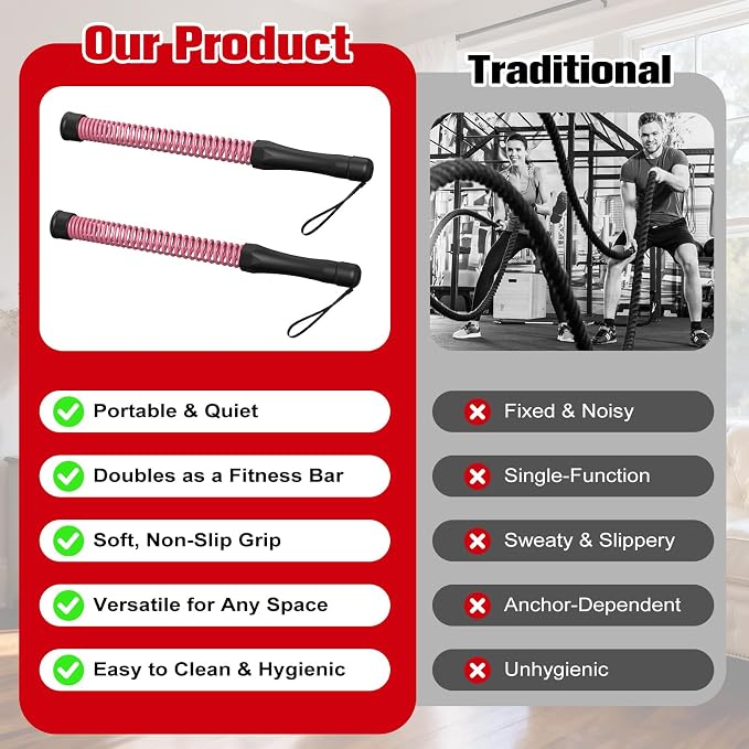 Relife Ropeless Battle Ropes，Weighted Cordless Battle Ropes for Home Gym | Portable Home Gym Equipment for HIIT, Strength Building, Low-Impact Cardio for Men & Women