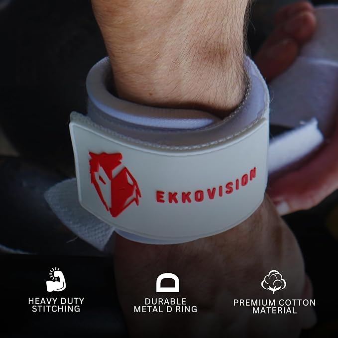 Ekkovision EKKO Weight Lifting Straps With Cuffed D Ring, Wrist Support for Men, Heavy Duty Thick Comfortable Lifting Straps, Secure Fit, Enhanced Grip, Straps for Weightlifting & Gym Training