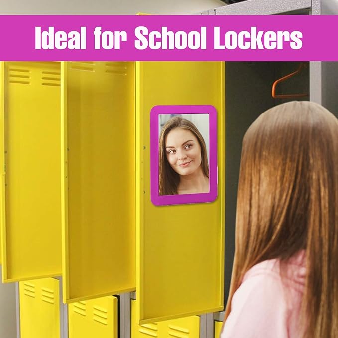 PTY Magnetic Real Glass Mirror for School or Gym Locker, 5" x 7" - Locker Accessory - Small Makeup Mirror for Fridge, Toolbox, Office Cabinet, Workshop (Carrot Orange)