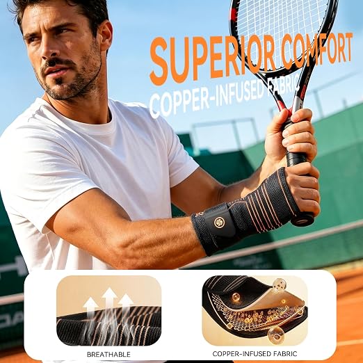 Copper Ultra-Light Wrist Compression Sleeve for Women and Men, 1 Pack | Carpal Tunnel Wrist Brace for Night Support & Work, Hand Brace for Tendonitis & Arthritis Relief, Fits Right or Left Hand