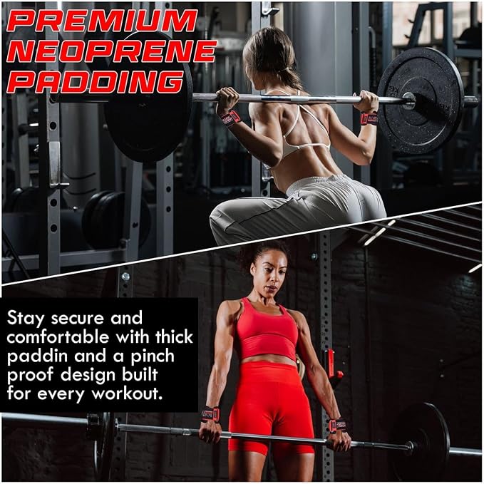Weight Lifting Rod Hooks Heavy Duty Wrist Wraps Power Weight Lifting Training Gym Grips Straps Set of 2