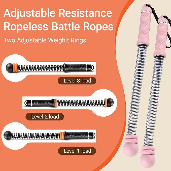 Ropeless Battle Ropes for Home Gym, Adjustable Weight, Weighted Workout Cords for HIIT, Strength, and Low-Impact Cardio Training, Home Gyms to Burn (Black)