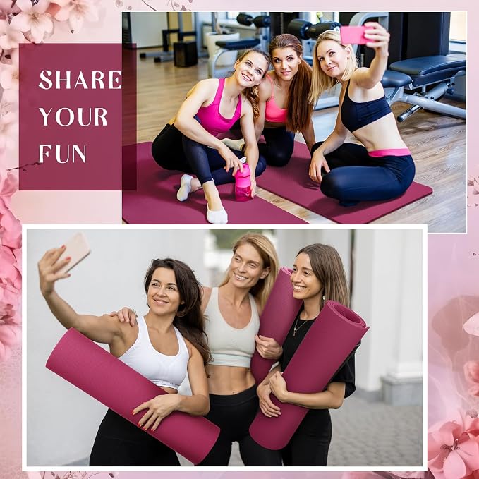 Timgle 6 Pack Yoga Mats Bulk 68 x 24 Inches Non Slip Exercise Yoga Mat 4 mm Thick Anti Slip Tear Resistant Sports Gym for Fitness Stretching Home Workout and Studio