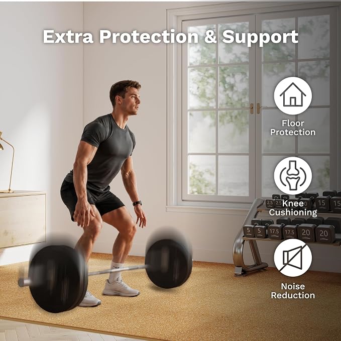 AIRHOP 1" Ultra-Thick 48 Sq Ft Rubber Top Gym Flooring for Home Gym | 12 Tiles, High Density EVA Foam, Waterproof & Non-Slip Rubber, Interlocking Puzzle Mats, Heavy Duty Floor Protection, 24"x24"