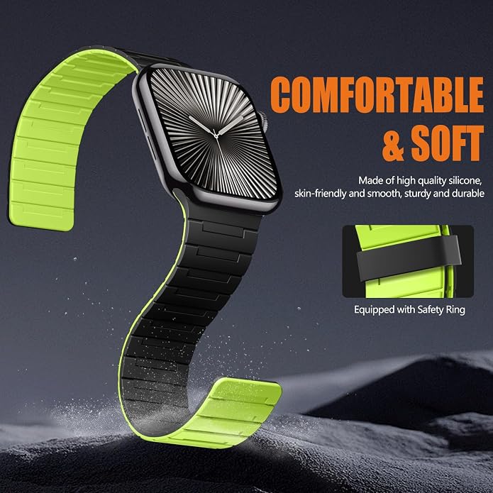 SNBLK Magnetic Watchband Compatible with Apple Watch for Men 44mm 45mm 46mm 49mm 42mm 41mm 40mm 38mm Women, Silicone Sport Strong Magnet Strap for iWatch Series 11 Ultra 3 Ultra 2 Se 10 9 8 7 6 5 4 1