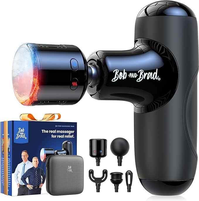BOB AND BRAD Q2 Pro Mini Massage Gun with Heat and Cold, Pocket-Sized Deep Tissue Massager, HSA Portable Percussion Muscle Massager Gun, Ultra Small & Quiet Muscle Massager, FSA Eligible