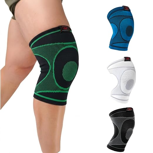 McDavid 4-Way Elastic Knee Sleeve, Compression Knee Support for Pain Relief, Soreness, All-Day Daily Activity Black/Green M