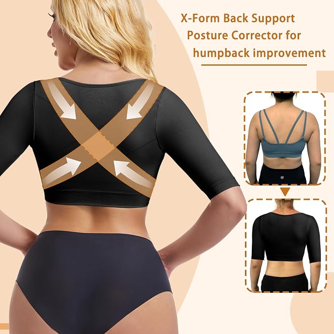 ONEW Upper Arm Shaper Compression Sleeves For Women Post Surgery Slimming Posture Corrector Tops Shapewear