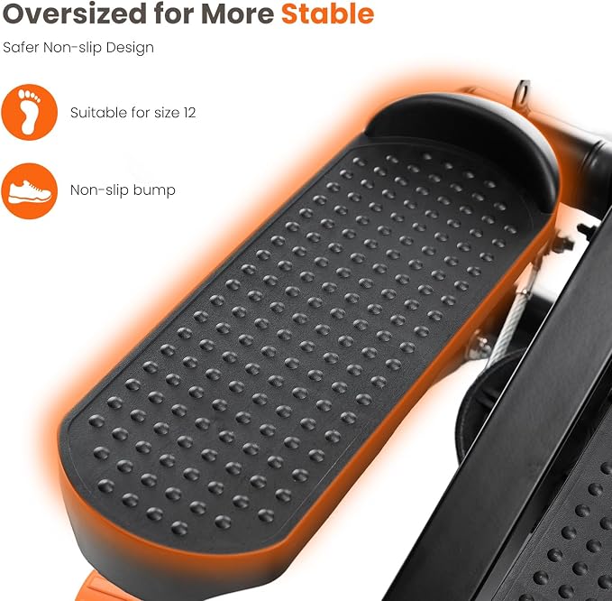 Sweetcrispy Mini Stair Steppers with Resistance Bands for Exercise at Home, Portable Exercise Twist Stepper Machine for Full Body Workout, 300LBS Capacity