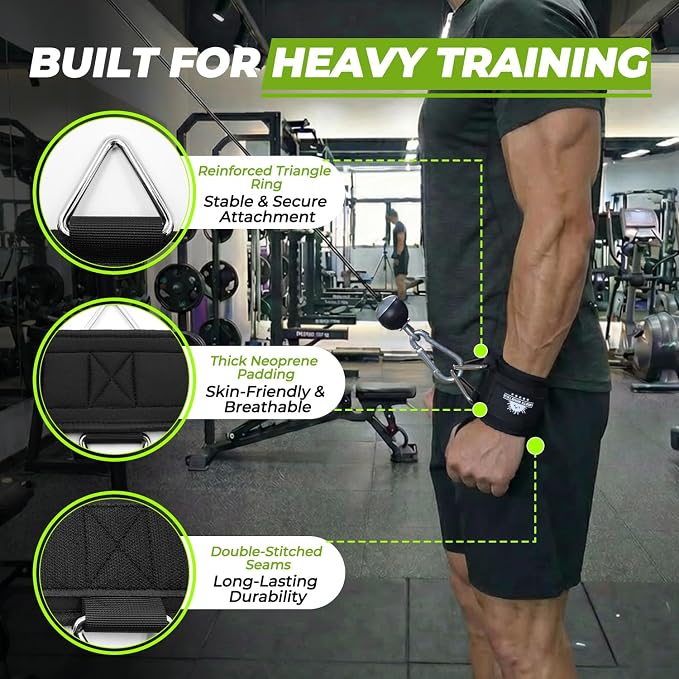 Wrist Cuffs for Cable Machines – Padded & Adjustable Straps for Lateral Raises, Tricep Pushdowns & Strength Training