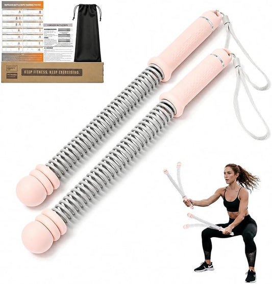 Ropeless Battle Ropes for Home Gym, Portable Cordless Battle Ropes with Variable Resistance for Men & Women Full Body HIIT Cardio & Arm Strength Training Fitness Exercise