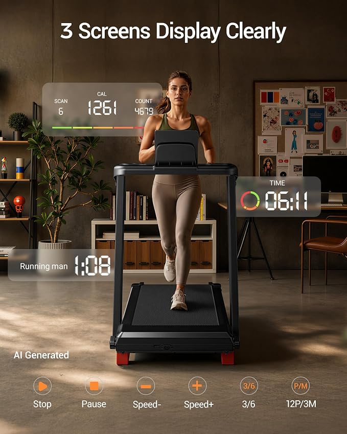 16% Foldable Incline Treadmills for Home, 12 Automatic Modes