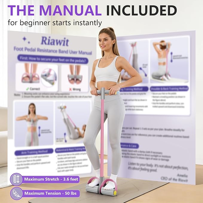 Upgraded Pedal Resistance Band with Handle, Soft Durable Fashion Puller Exercise with Thickened 6 Tension Ropes, Tube Pedal Resistance Device for Abdomen, Waist, Arm, Leg, Core/ABS