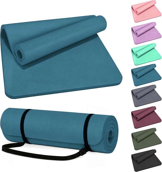 HULKFIT High Density Non Slip Yoga Mat, Extra Thick Exercise Mat with Carrying Strap, for Pilates, Fitness, Home Gym & Floor Workouts - Multiple Thickness & Multiple Color