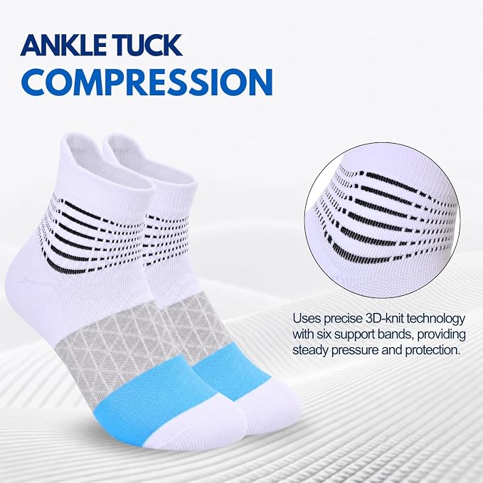 IRAMY Compression Ankle Support Socks Women Wicking Cushioned Athletic Plantar Fasciitis Relief 3/4/6 Pairs